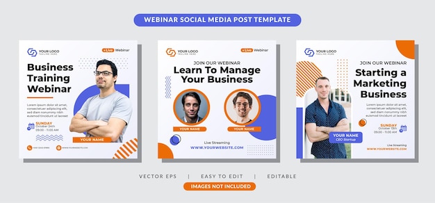 Set webinar social media post template concept design online marketing promozione banner