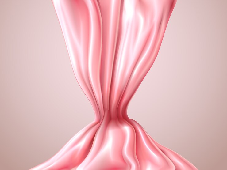 Vettore seta o raso rosa astratto. romantico sfondo astratto setoso. panno di lusso in tessuto di seta con pieghe. elemento elegante per il design.