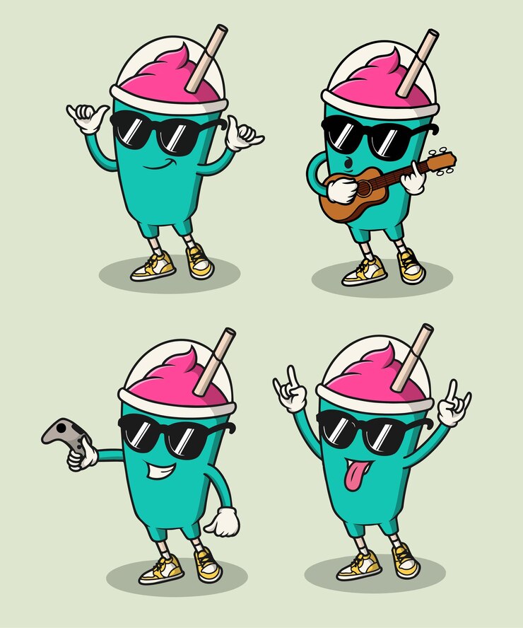 Vettore setofcutesummerfrozeniceshavedcharactervector