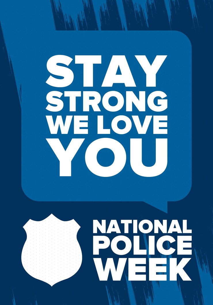 Vettore settimana nazionale della polizia negli stati uniti eroe della polizia badge della polizia e vettore patriottico del memorial day