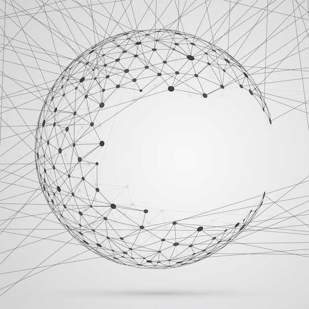 Sfera astratta di composti con punti, connessioni di rete globale