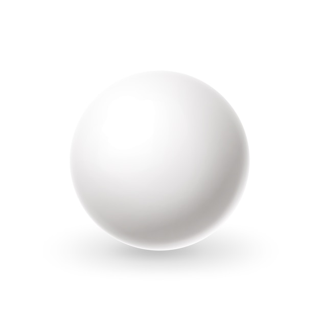 Sfera bianca realistica Cerchio bianco vuoto con riflessi palla da biliardo Snooker, palla da biliardo