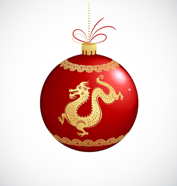 Sfera dell'albero di Natale con il drago dorato - Capodanno cinese