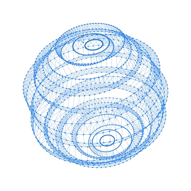 Sfera vettoriale tecnologica con punti e linee di collegamento Struttura di rete astratta digitale