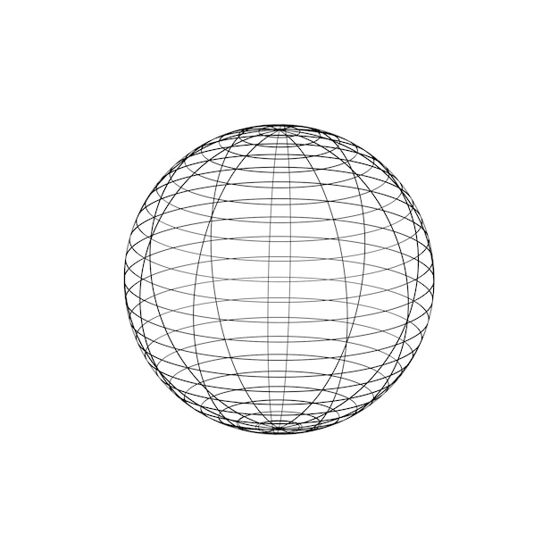 Sfera wireframe. Elemento cornice griglia globo. Rete tonda geometrica. Delineare l'elemento di design grafico