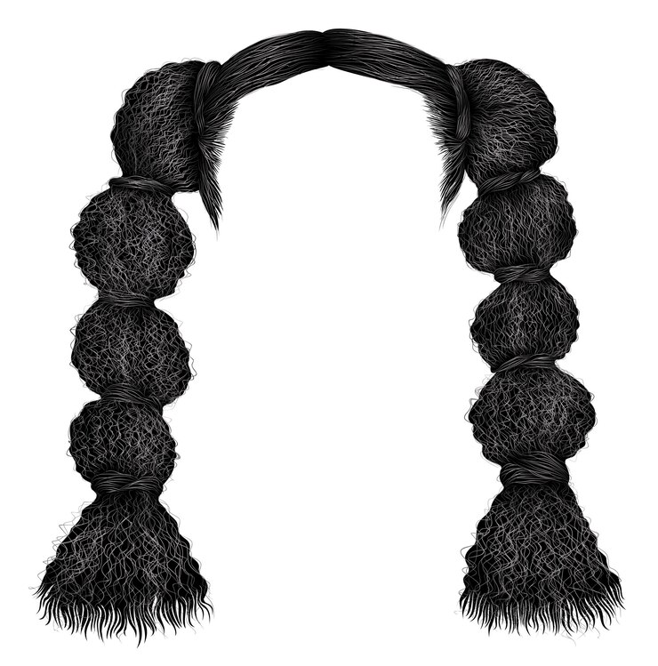 Vettore sfere di acconciatura nera africana riccia alla moda dai capelli