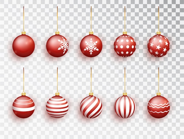 Sfere rosse di natale su bianco