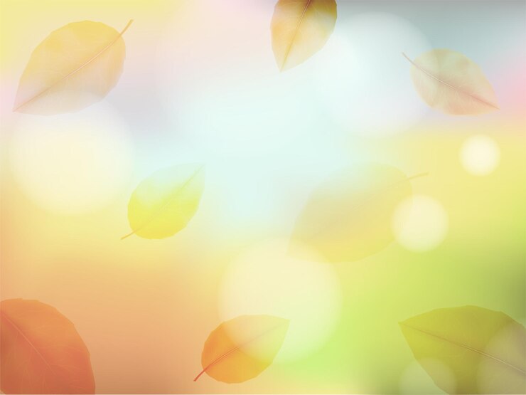 Vettore sfocatura dello sfondo autunnale con caduta delle foglie sfondo rettangolare chiaro astratto in blu giallo arancio