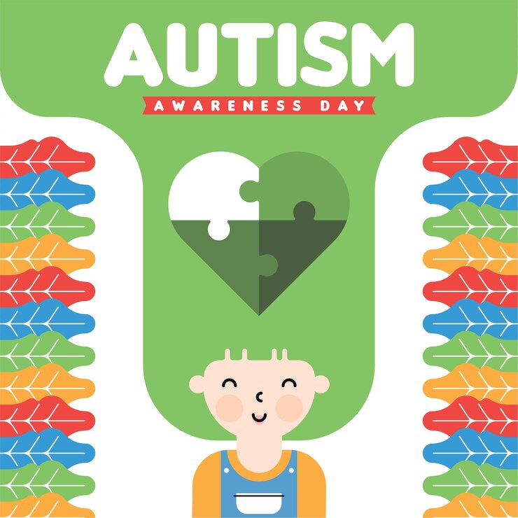 Vettore sfondamento dell'illustrazione della giornata della consapevolezza dell'autismo nel mondo piatto