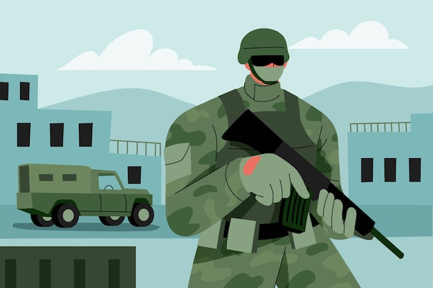 Sfondamento militare disegnato a mano