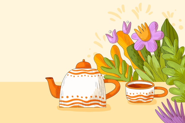 Sfondi di tè disegnati a mano