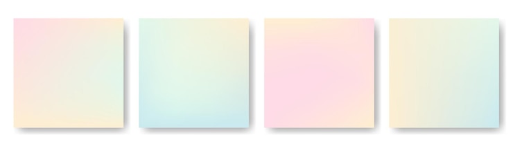 Vettore sfondi quadrati gradienti set coperture a colori pastello verne primavera luce morbida illustrazione moderna