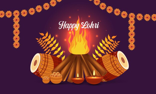 Sfondi realistici per la celebrazione del festival di lohri
