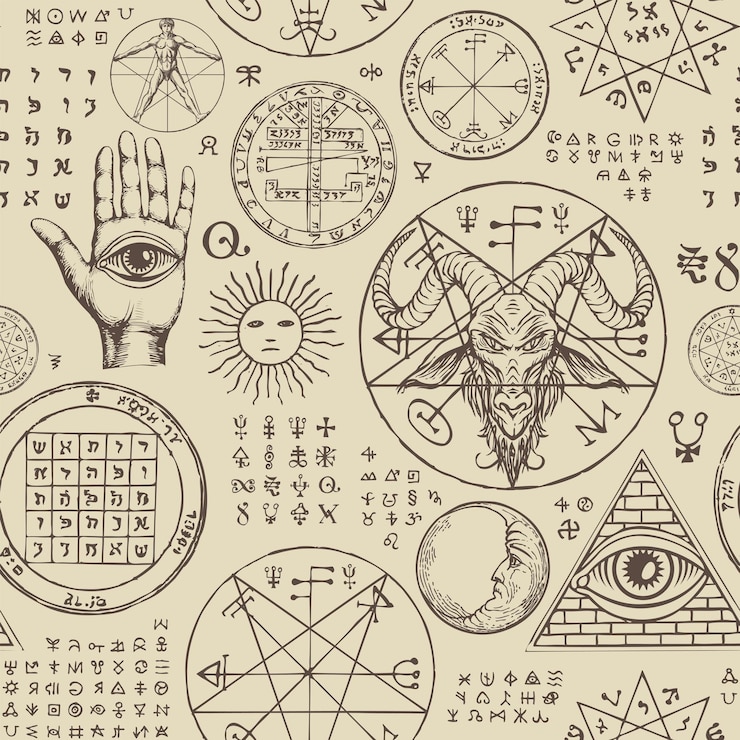 Vettore sfondi senza soluzione di continuità sul tema dell'occultismo