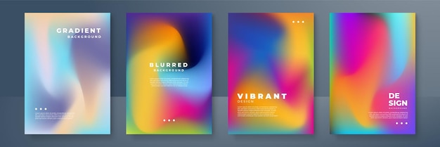 Sfondi sfocati impostati con moderni modelli astratti di gradienti di colori sfocati collezione di modelli lisci per opuscoli manifesti banner volantini e carte illustrazione vettoriale