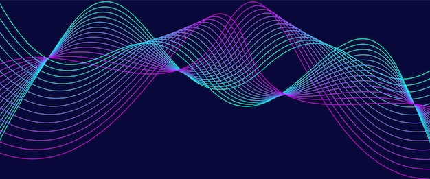 Sfondio ad onde astratte con onde luminose Linee in movimento luccicanti elemento di design rosa blu moderno