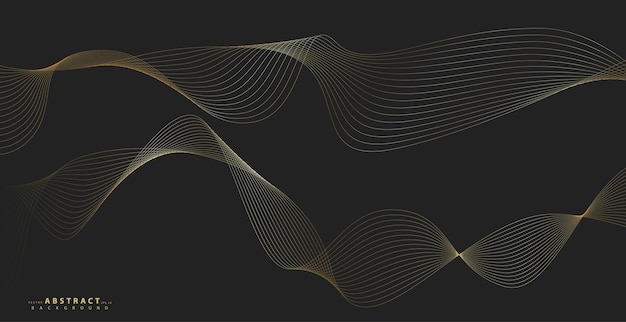 Sfondio astratto con linea dorata ondulata Stile di lusso Disegno tecnico Linea curva ondulata liscia