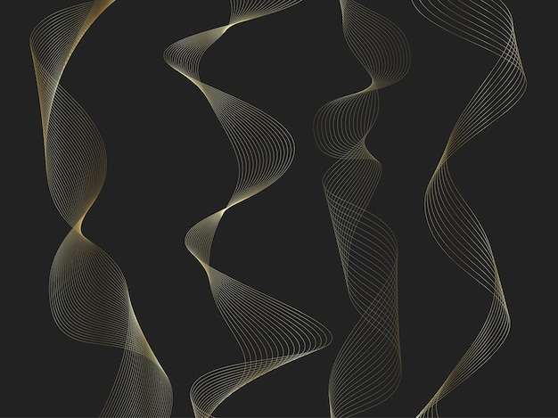 Sfondio astratto con linea dorata ondulata Stile di lusso Disegno tecnico Linea curva ondulata Striscia liscia Illustrazione vettoriale
