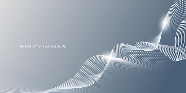 Sfondio bianco grigio astratto con linee fluide luminose linee fluide dinamiche onde concetto tecnologico futuristico illustrazione vettoriale