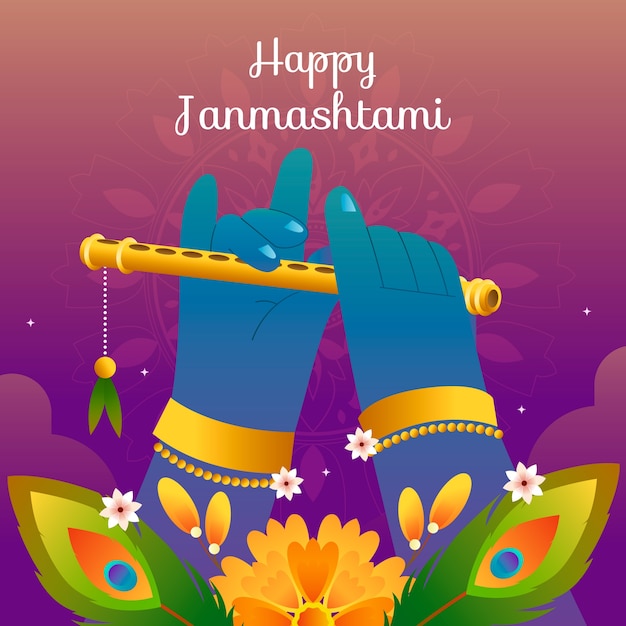Sfondio del banner di Janmashtami gradiente