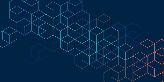 Sfondio del disegno tecnico Linee geometriche e quadrati Tecnologia Banner Illustrazione vettoriale