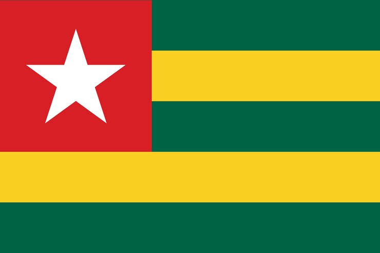 Sfondio della bandiera del Togo Disegno realistico della bandiera nazionale Modello vettoriale astratto