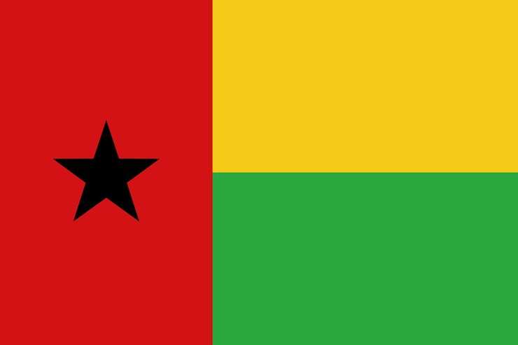 Sfondio della bandiera della Guinea Bissau Disegno realistico della bandiera nazionale Modello vettoriale astratto