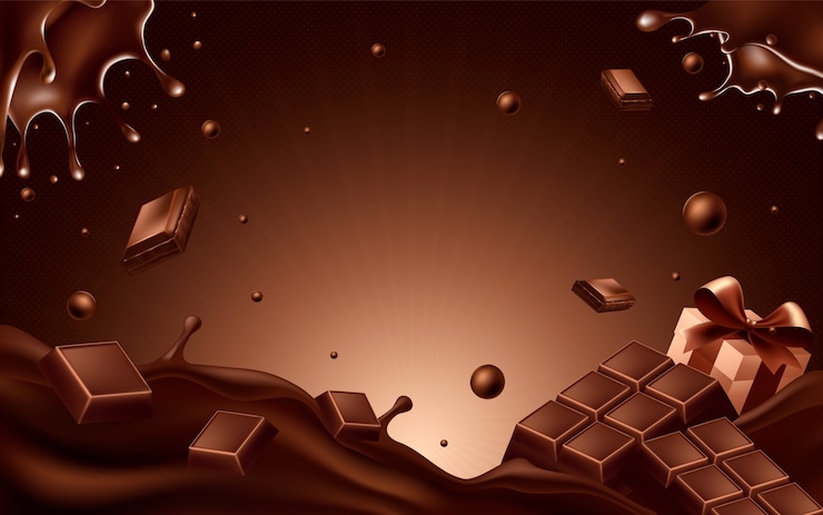 Vettore sfondio di cibo al cioccolato in stile realistico