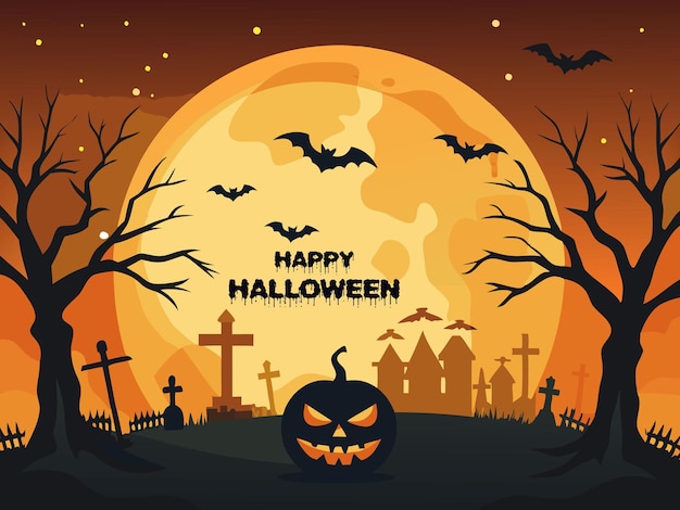Sfondio di Halloween con elementi di design di pipistrelli e zucche
