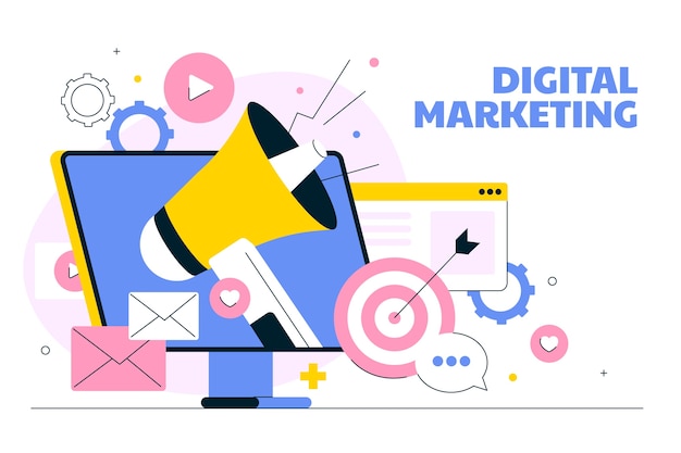 Sfondio di marketing digitale disegnato a mano