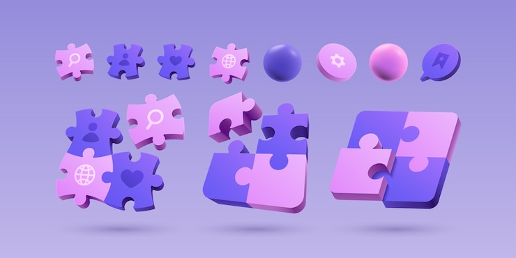 Vettore sfondio di pezzi di puzzle realistici