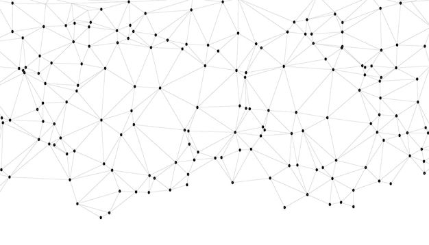 Sfondio di rete geometrica astratta con punti e linee nere interconnessi Poligono minimalista