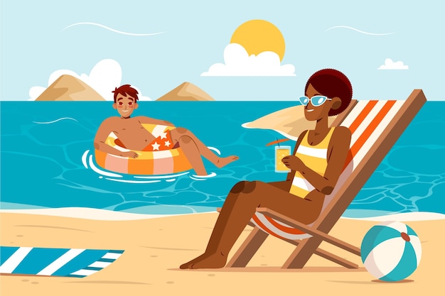 Sfondio di vacanze di cartoni animati disegnati a mano