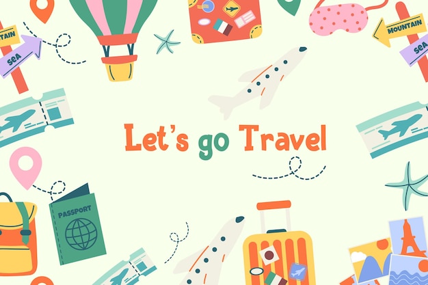 Sfondio disegnato a mano con Lets Go Travel