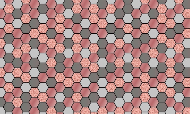 Sfondio esagonale astratto in oro rosa di lusso