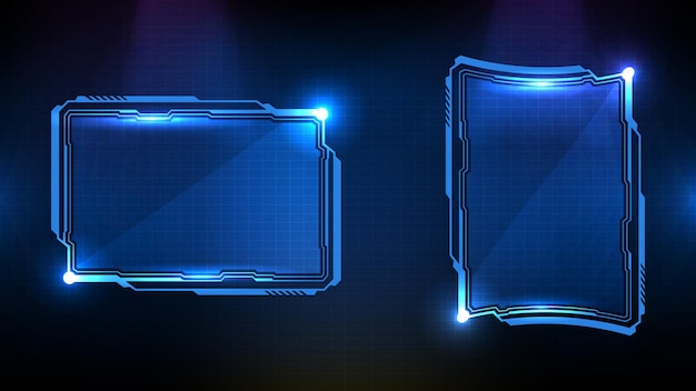 Sfondio futuristico astratto della tecnologia blu luminosa frame sci fi hud ui