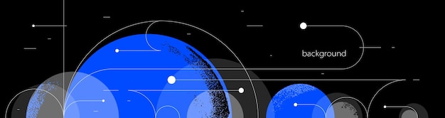 Sfondio geometrico con cerchi e linee arte vettoriale composizione astratta piano tecnico piatto sistema techno minimo