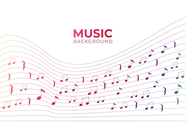 Sfondio musicale colorato su uno sfondo bianco