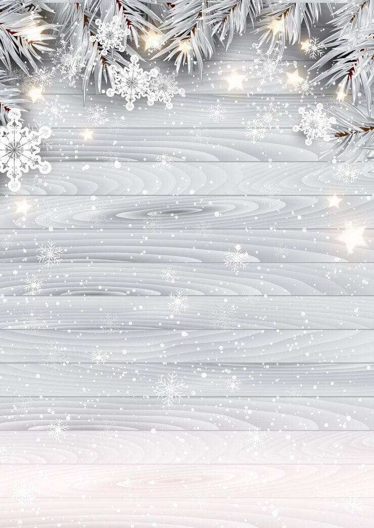 Vettore sfondio natalizio con fiocchi di neve e stelle su consistenza di legno