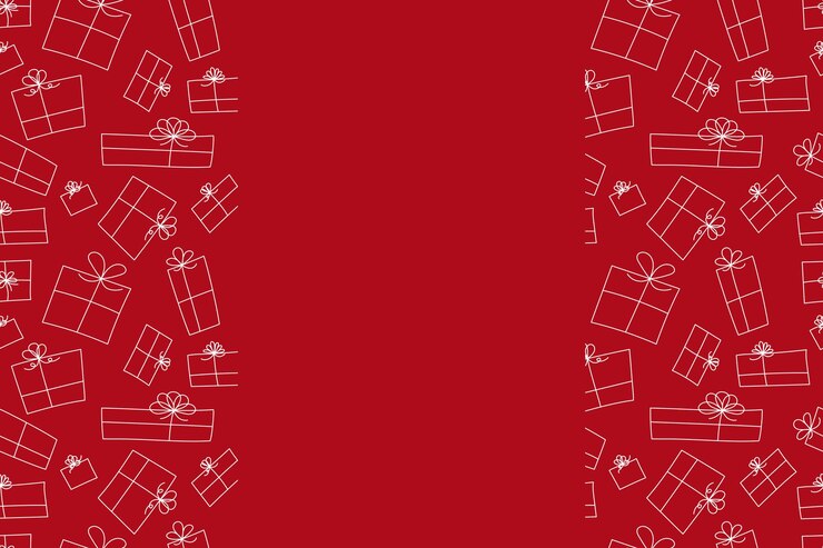 Vettore sfondio natalizio con posto per l'iscrizione con un modello di scatole regalo disegnato a mano in stile doodle