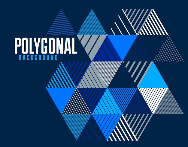 Sfondio poligonale astratto con triangoli a righe e cubi 3D disegno vettoriale Modello per diverse pubblicità o copertine o banner Elemento grafico in stile retro