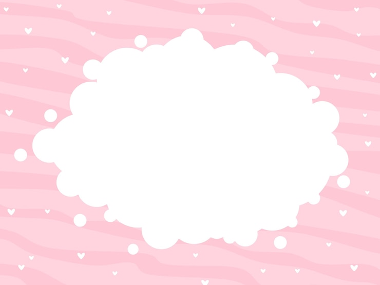 Vettore sfondio rosa per il giorno di san valentino con cuori e linee astratte e cornice di nuvole
