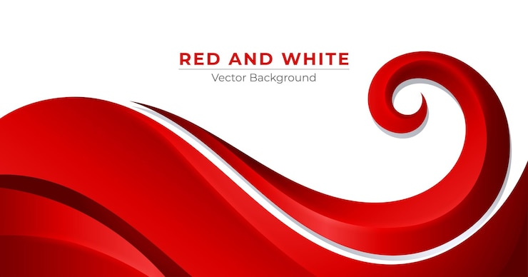 Vettore sfondio rosso e bianco con un design ondulato elegante ed elegante