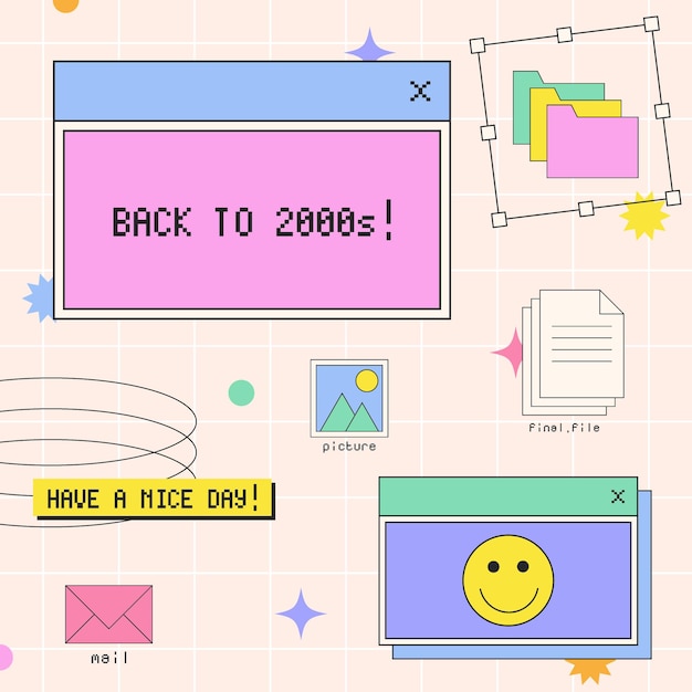 Sfondio Vaporwave Scenario digitale Cool Y2k Style