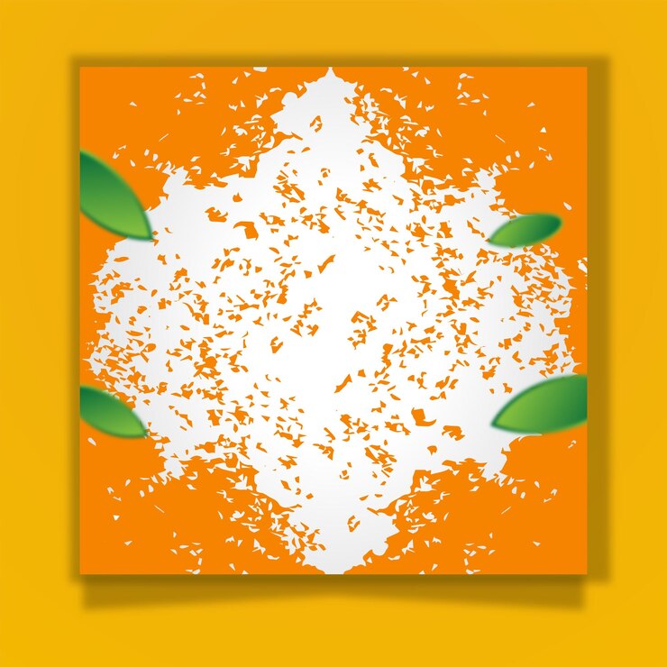 Vettore sfondo arancione con foglia verde