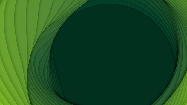 Sfondo astratto 3D con forme di carta tagliata. Arte di intaglio verde.