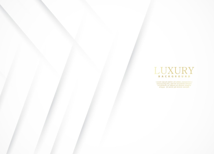 Vettore sfondo astratto bianco di lusso con linee dorate e ombre illustrazione vettoriale premium