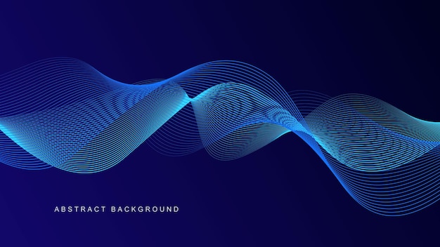 sfondo astratto blu scuro con linee d'onda luminose futuristico concetto moderno tecnologico