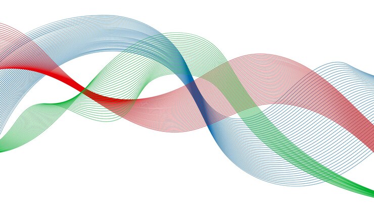 Sfondo astratto con linee di gradiente di onde colorate su sfondo bianco. Sfondo di tecnologia moderna, design a onde. Illustrazione vettoriale
