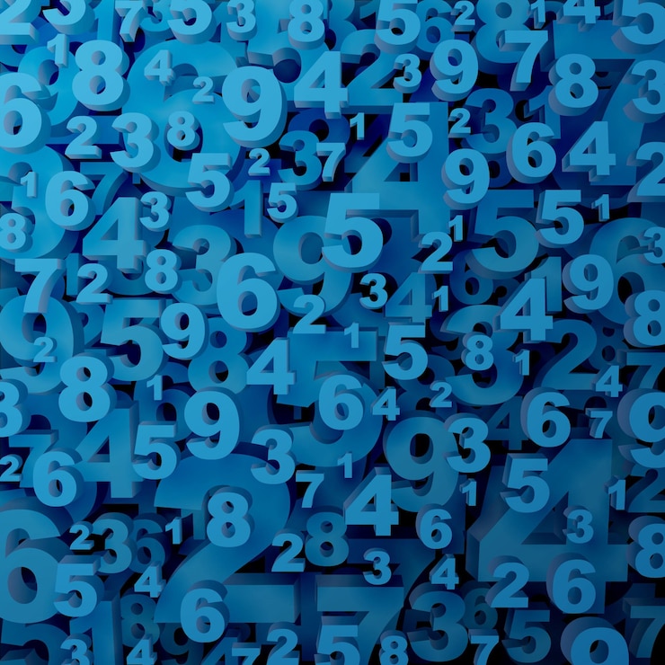 Vettore sfondo astratto con numeri collage digitale nei toni del blu illustrazione vettoriale